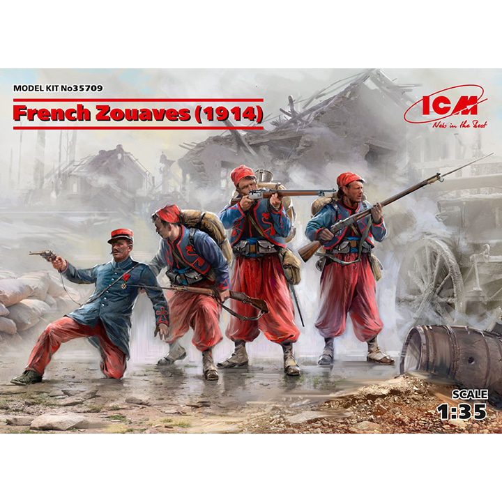 BICM35709 1대35 프랑스군 주아브 병사-알제리 병사들 - 1914 - 인형 4개