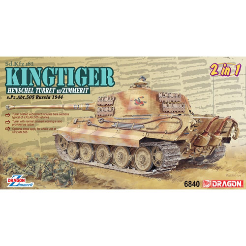 BD6840 1/35 Sd.Kfz.182 Kingtiger Henschel Production w/Zimmerit s.Pz.Abt.505 Russia 1944 (2 in 1)