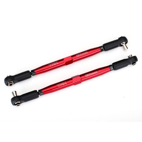 AX7748R Toe links, X-Maxx? (TUBES red-anodized, 7075-T6 aluminum, stronger than titanium) (157mm) (2)/ rod ends, assembled with steel hollow balls (4)/ aluminum wrench, 10mm (1)