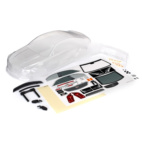 AX8391 Body, Cadillac CTS-V (clear, requires painting)/ decal sheet (includes side mirrors, spoiler, &amp; mounting hardware)