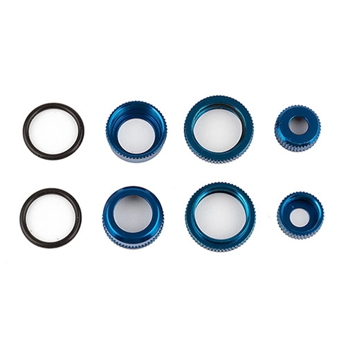 AA21556 FT 10mm Shock Caps and Collars, blue aluminum