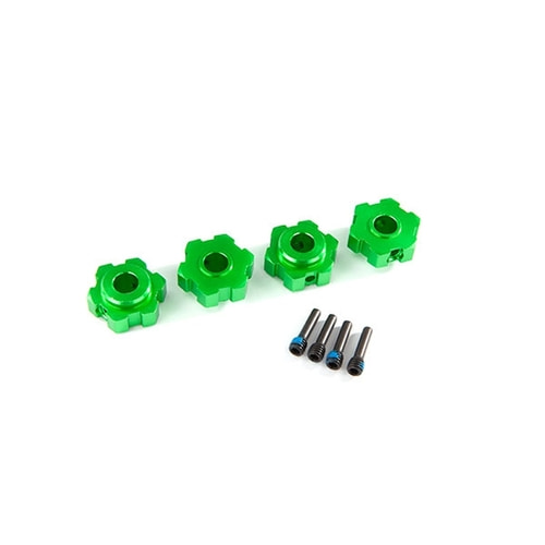 AX8956G WHEEL HUBS, HEX, ALUMINUM (GREEN-ANODIZED) (4)/ 4X13MM SCREW PINS (4)