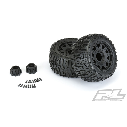 2020-NEW AP10175-10  for MAXX / Trencher LP 3.8&quot; All Terrain Tires Mounted on Raid Black 8x32 Removable Hex Wheels (2) for 17mm MT Front or Rear