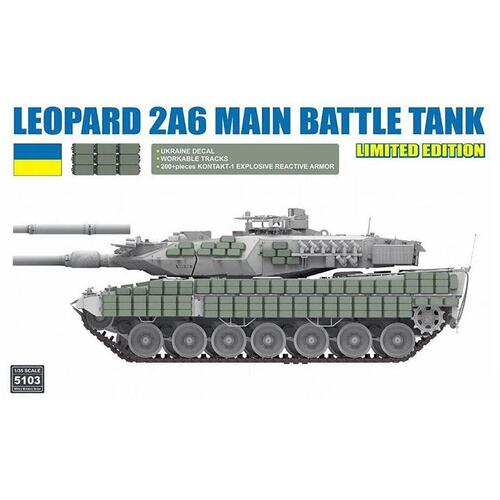CRM5103 1대35 레오파드 2A6 - 우크라이나군 사양-콘탁트1 장갑 및 가동식 트랙 포함