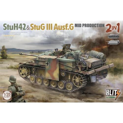 BT8017 1대35 StuH42 &amp; StuGIII Ausf. G 중기생산형 2 in 1 (보너스 짐 포함)-전차1대포함