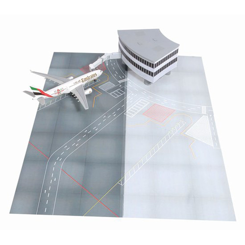 BD56091 1/400 Airport Terminal Set K - Emirates A330-200 Terminal Building Section (Curve) with Jetway Bridge and Runway Tarmac