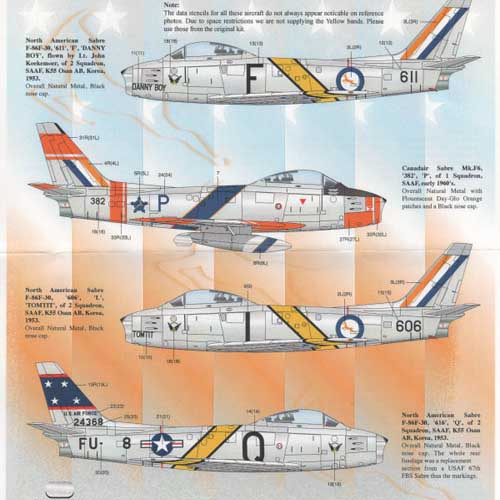 ESN48711 1/48 South African Sabres over Korea (double sheet F-86 Sabre F-86F-30 )