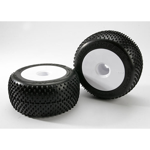 AX5375R Tires &amp; wheels assembled glued (white dished 3.8&quot; wheels Response Pro tires foam inserts) (2)