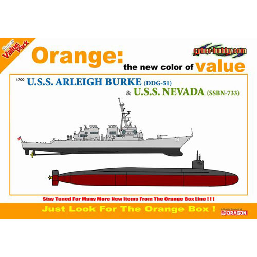 BD7132 1/700 U.S.S. Arleigh Burke (DDG-51) + U.S.S. Nevada (SSBN-733)