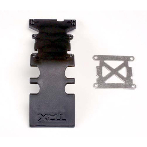 AX4938 Skidplate rear plastic (Black)/ stainless steel plate