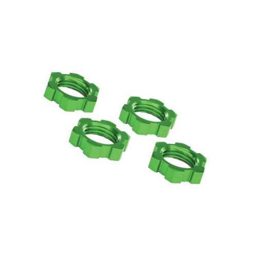 AX7758G Wheel nuts, splined, 17mm, serrated (green-anodized) (4)