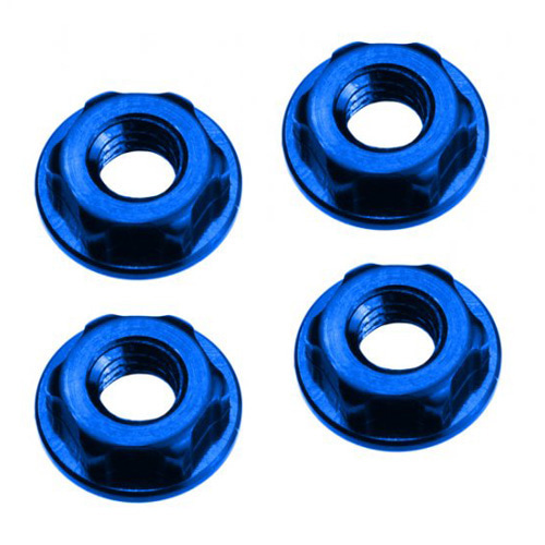 AJ2156-1 JConcepts - 4mm low-profile locking wheel nut - (blue) (Fits ? Traxxas SC10 4x4 TLR 22 SCT-E)