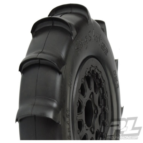 AP1158-17 Sling Shot SC 2.2/3.0 XTR Tires(2) for Slash Rear, Slash 4x4 and Blitz* Front or Rear. Mounted on Renegade Black Wheels