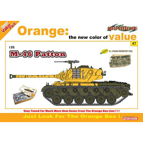 BD9147 1/35 M-46 Patton + G.I. Pusan Perimeter 1950 Figure Set (Orange)-연결식 트랙 포함