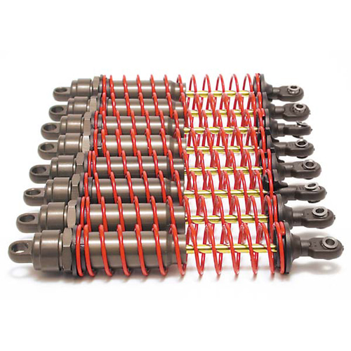 AX4962 Big Bore shocks (xx-long) (hard-anodized &amp; Teflon-coated T6 aluminum) (assembled) w/ red springs TiN shafts (8 pack)