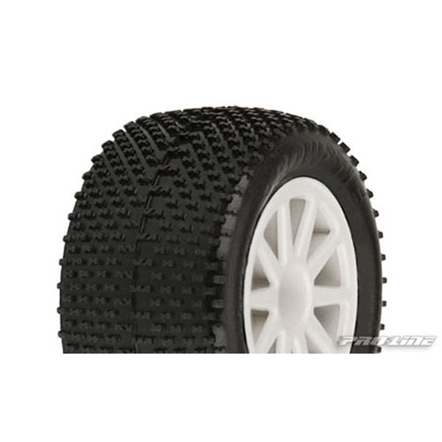 AP1114-14 Bow Tie M2 1:18 Tires Mounted on White Wabash wheels for Mini-T Rear