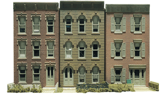 JW11400 1/87 Townhouse Flats - 3 Fronts Only - HO Scale (1/87 빌라세트-전면 재현용)