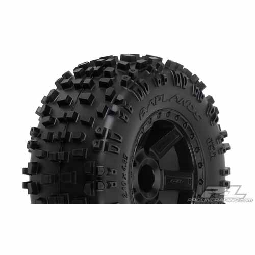 AP1173-12 Badlands 2.8&quot; All Terrain Tires Mounted on Desperado Black Wheels for JATO Rear Nitro Stampede/Rustler Rear Electric Stampede/Rustler Front or Stampede 4X4 F/R