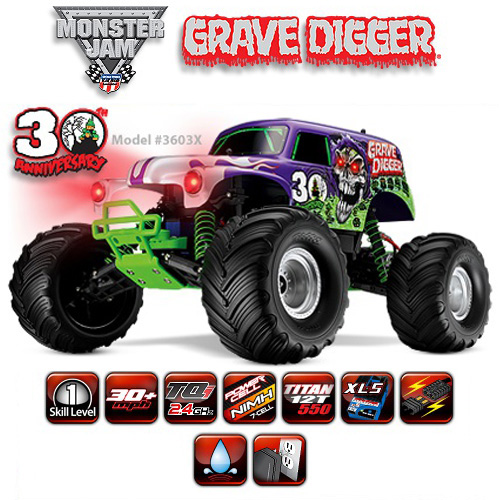 CB3603X 1/10 Monster Jam Grave Digger - 30th Anniversary 2WD Monster Truck w/ TQi 2.4GHz 조종기 XL-5 ESC