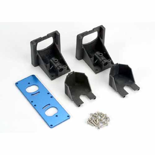 AX1521R Motor mounting bracket/ gear cover (2)/ Motor plate T6 aluminum (1)/ 3x10 RM (8)/ 3x10CS (4)