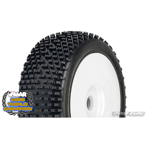 AP9025-11 Bow-Tie M2 (Medium) Off-Road 1:8 Buggy Tires Mounted on White Velocity Wheels for Front or Rear