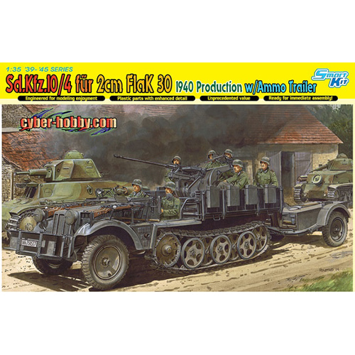 BD6711 1/35 Sd.Kfz.10/4 fur 2cm FlaK 30 1940 w/Ammo Trailer - Smart Kit