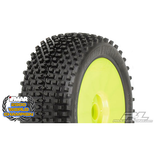 AP9014-21 Crime Fighter M2 (Medium) Off-Road 1:8 Buggy Tires Mounted on Velocity 1:8 Yellow Wheel for Front or Rear
