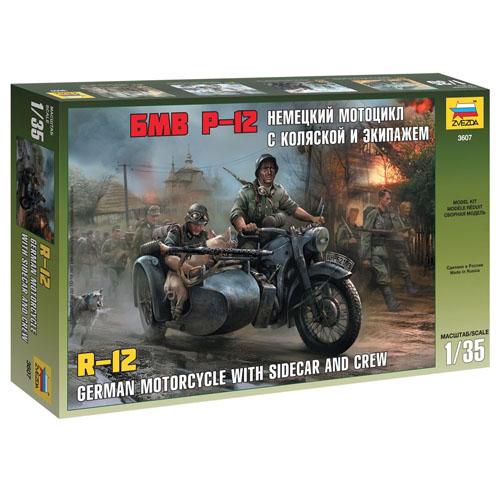 BZ3607 1/35 German Motorcycle R12 w/Sidecar and Crew(New Tool-2009)