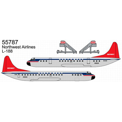 BD55787 1/400 Northwest Airlines L-188 with GSE and Display Case (Airline)