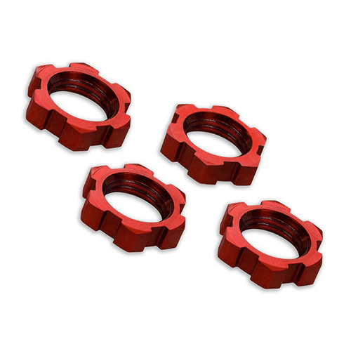 AX7758R Wheel nuts, splined, 17mm, serrated (red-anodized) (4)