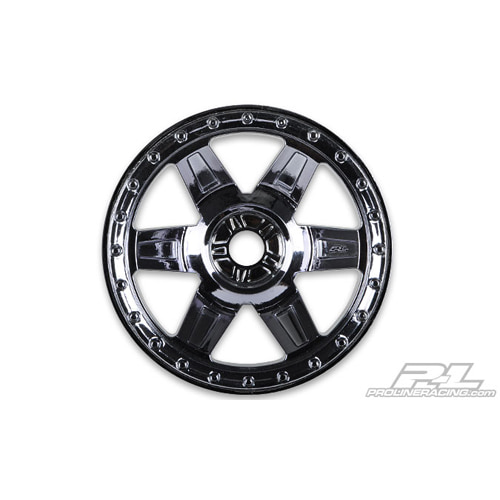 AP2733-11 Desperado 3.8&quot; (Traxxas Style Bead) Black Chrome 1/2&quot; Offset 17mm Wheels for 17mm Monster Truck Hex Front or Rear