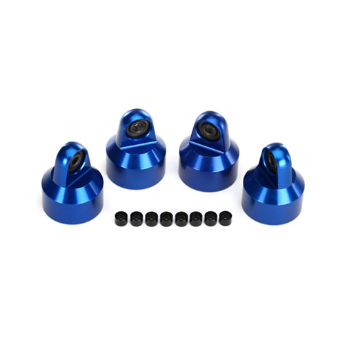 AX7764A Shock caps, aluminum (blue-anodized), GTX shocks (4)/ spacers (8)