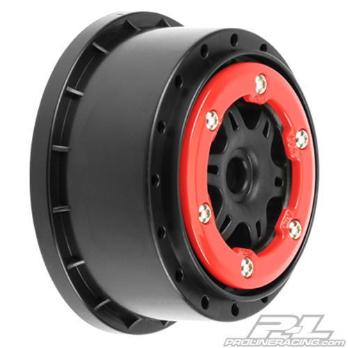 AP2716-04 Split Six 2.2&quot;/3.0&quot; Red/Black Bead-Loc Front Wheels for SC10
