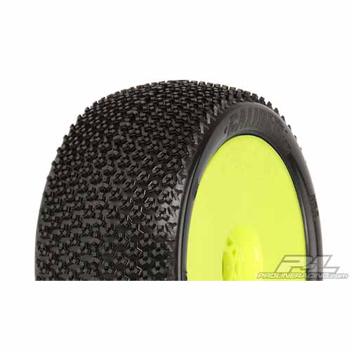 AP9032-41 Caliber VTR 4.0&quot; M3 (Soft) Off-Road 1:8 Truck Tires Mounted on Yellow Zero offset VTR Wheels for Front or Rear