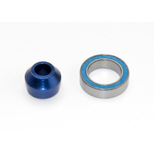 AX6893X Bearing adapter 6160-T6 aluminum (blue-anodized) (1)/10x15x4mm ball bearing (blue rubber sealed) (1) (for slipper shaft)