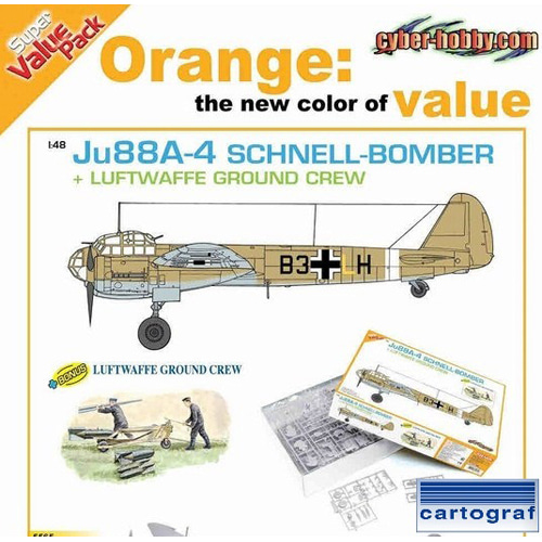 BD5565 1/48 Ju88A-4 Schnell Bomber + Luftwaffe Ground Crew (Orange)(카르토그라프 데칼 포함)