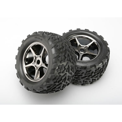AX5374X Tires &amp; wheels assembled glued (Gemini black chrome wheels Talon tires foam inserts) (2)