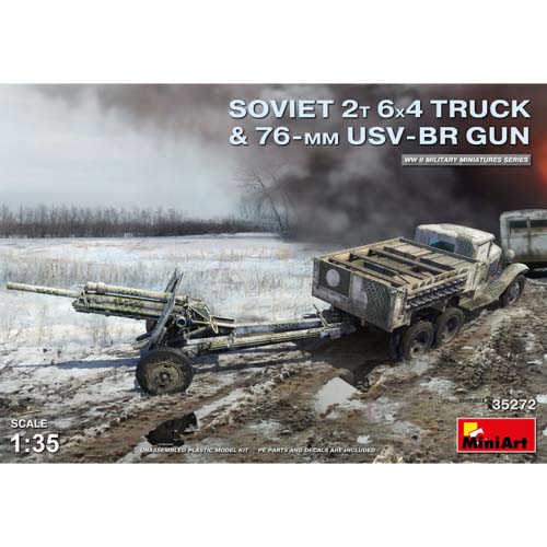 BE35272 1/35 Soviet 2t 6x4 Truck w/ 76mm USV-BR Gun-인형 2개 포함