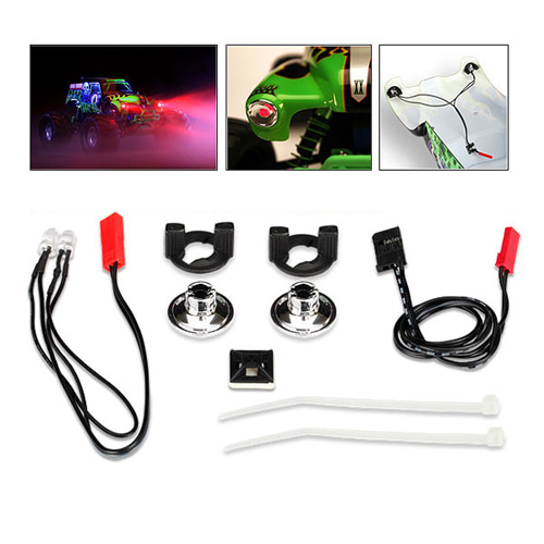 AX3686 LED Lights Grave Digger /harness (2 red lights)/LED housing (2) /housing retainer (2)/wire clip (1)/wire ties (3)