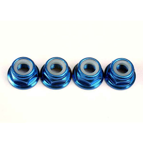 AX4147X Nuts 5mm flanged nylon locking (aluminum blue-anodized) (4)