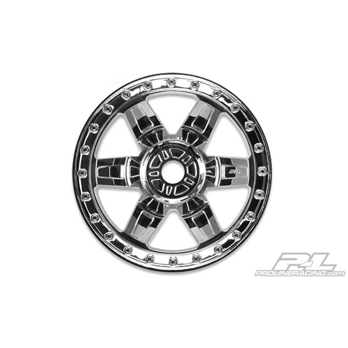 AP2733-01 Desperado 3.8&quot; (Traxxas Style Bead) Chrome 1/2&quot; Offset 17mm Wheels for 17mm Monster Truck Hex Front or Rear