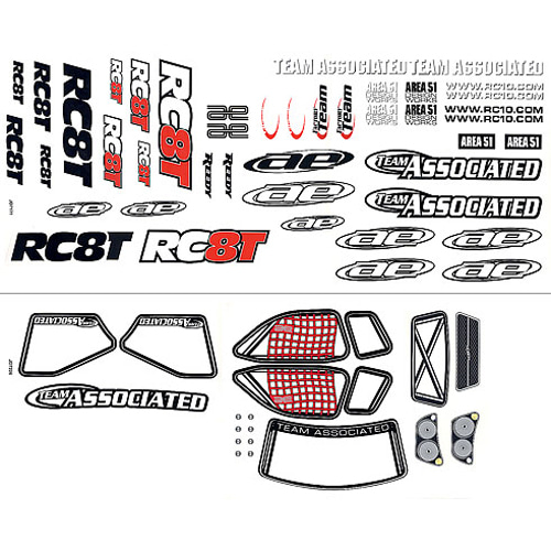 AA89382 RC8T Decal Sheet