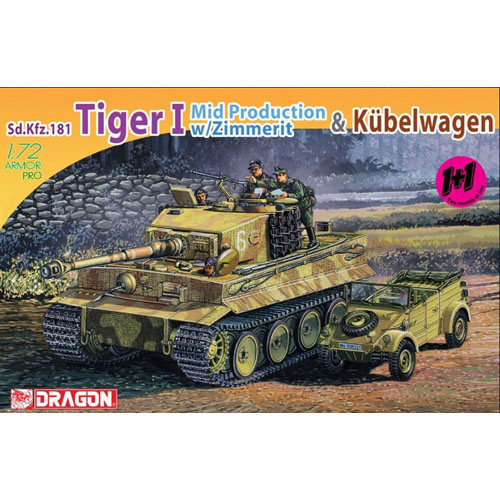 BD7434 1/72 Sd.Kfz.181 Tiger I Mid Production w/Zimmerit &amp; Kubelwagen