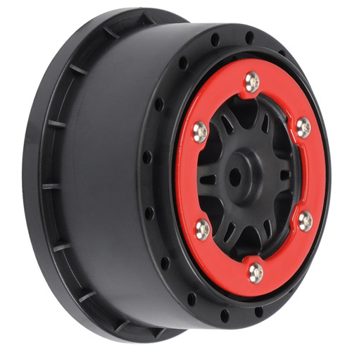 AP2717-04 Split Six 2.2&quot;/3.0&quot; Red/Black Bead-Loc Rear Wheels for SC10
