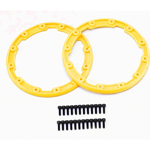 AX5665 Sidewall protector beadlock style (yellow) (2)/ 2.5x8mm CS (24) (for use with Geode wheels)