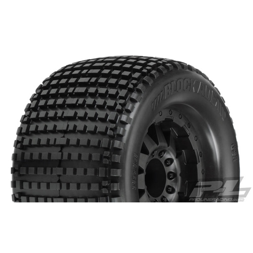 AP10109-13 Blockade 3.8” (Traxxas Style Bead) All Terrain Tires Mounted for 17mm MT Front or Rear Mounted on F-11 Black 1/2