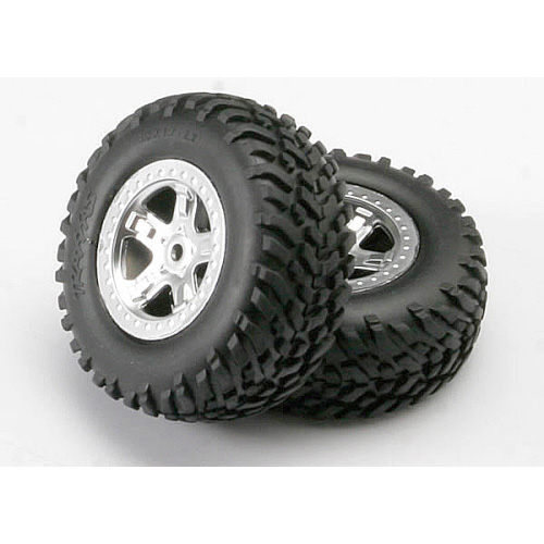 AX5973 Tires &amp; wheels assembled glued (SCT satin chrome wheels)