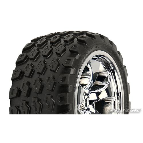 AP1136-11 Dirt Hawg 2.8&quot; (30 Series) All Terrain Tires Mounted on Torque Chrome Front Wheels for JATO Nitro Stampede/Rustler