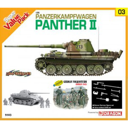 BD9103 1/35 Panzer kampfwagen Panther II with OVM set and German Volkssturm Berlin 1945 Figures Set - Super Value Pack 3