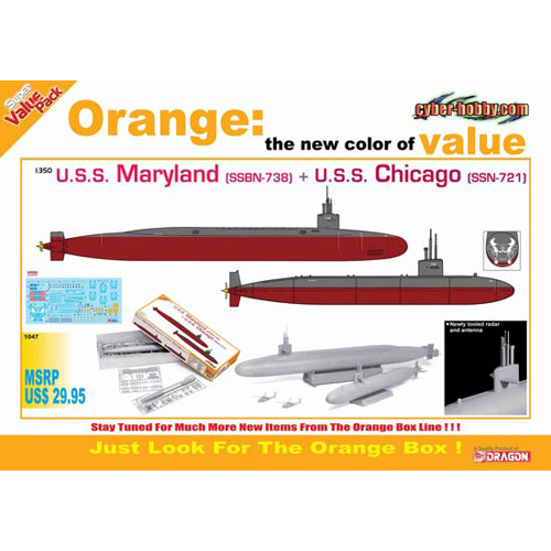 BD1047 1/350 U.S.S. Maryland (SSBN-738) + U.S.S. Chicago (SSN-721) (Orange)